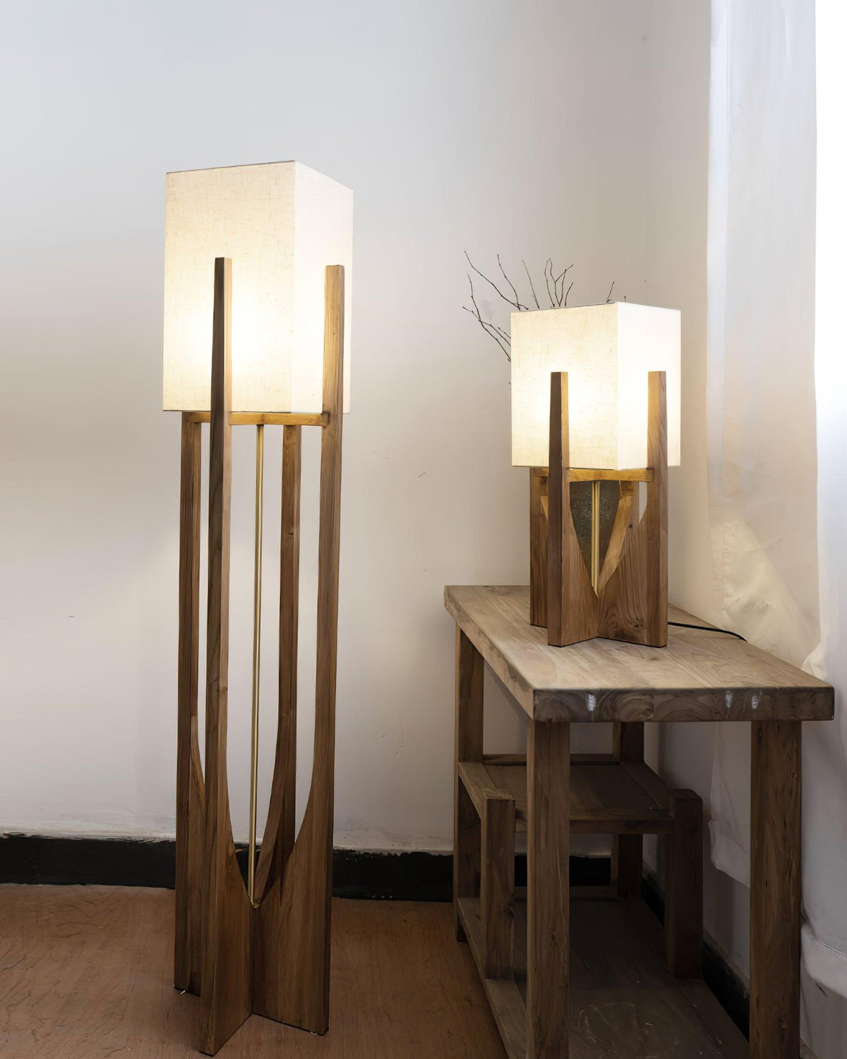 Syleia lámpara de pie de madera moderna