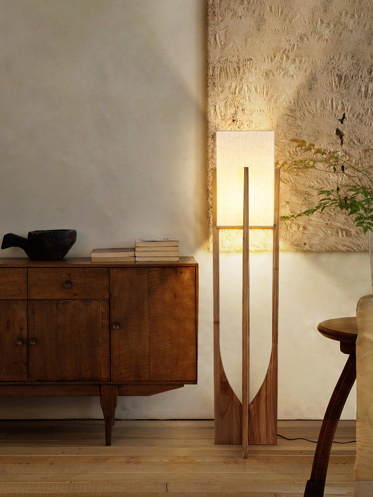Syleia lámpara de pie de madera moderna