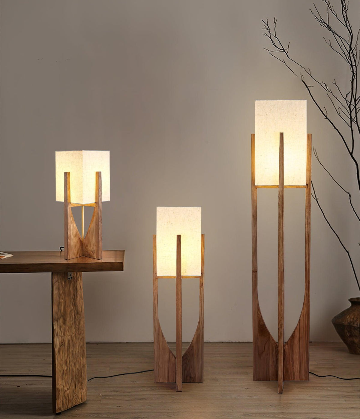 Syleia lámpara de pie de madera moderna