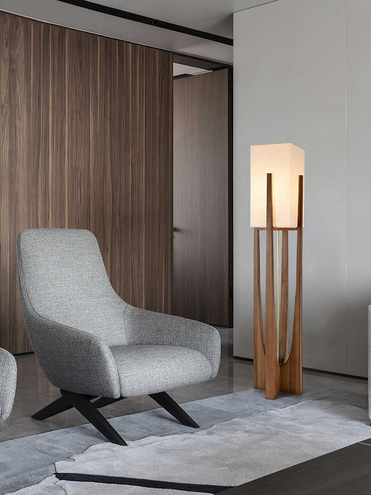 Syleia lámpara de pie de madera moderna