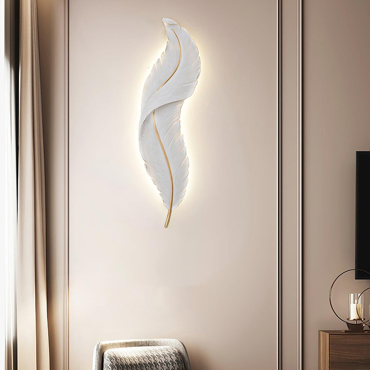 Arvess aplique de pared individual de resina Creatividad Pluma