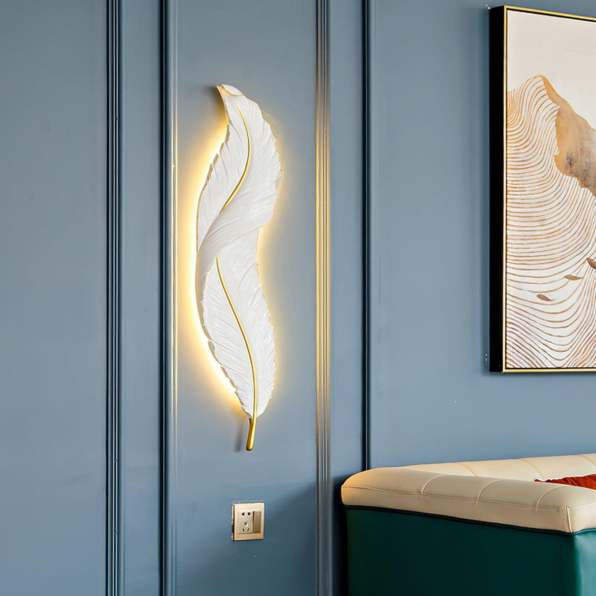 Arvess aplique de pared individual de resina Creatividad Pluma