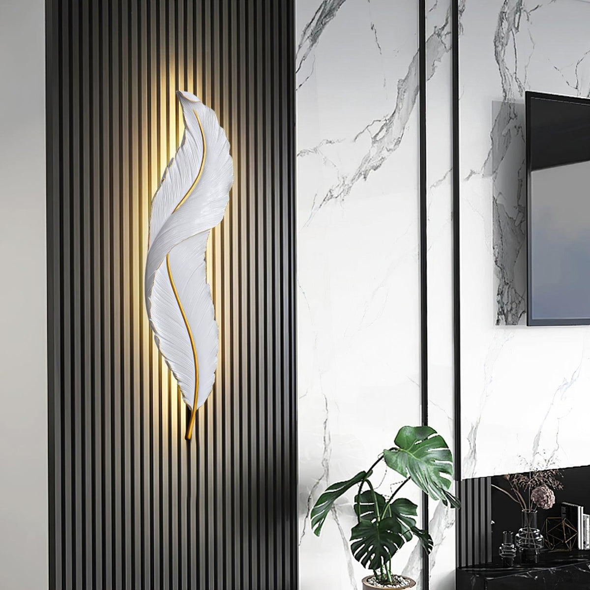 Arvess aplique de pared individual de resina Creatividad Pluma