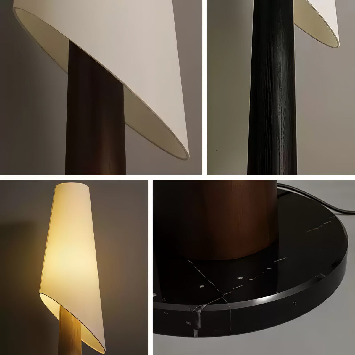 Curven lámpara de pie de madera y mármol