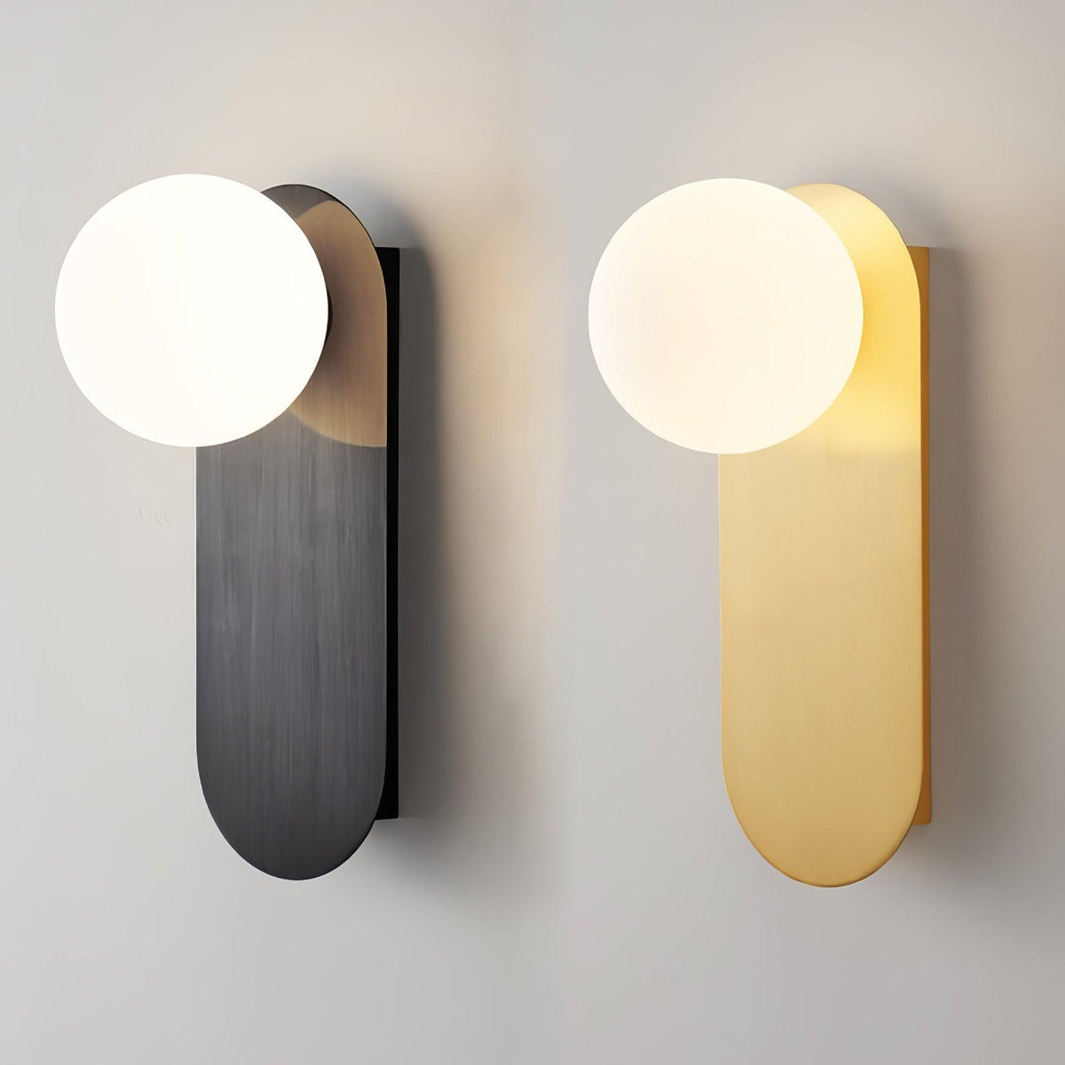 Eiralina aplique de pared con base plana y globo de vidrio y latón