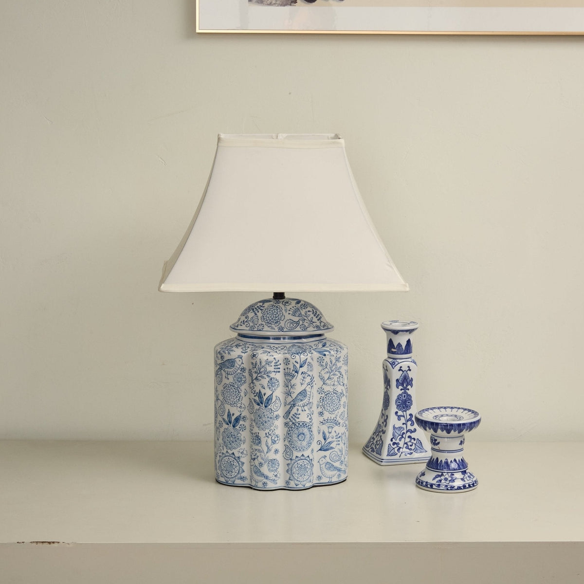 Marcellin lámpara de mesa Floral Bird Jar