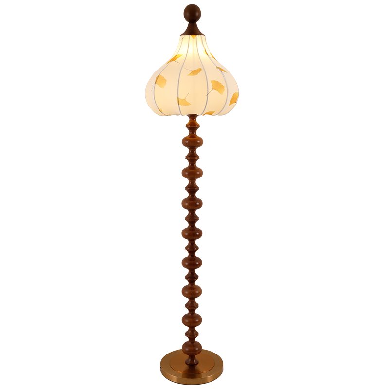Gagell lámpara de pie elegante de madera y tejido
