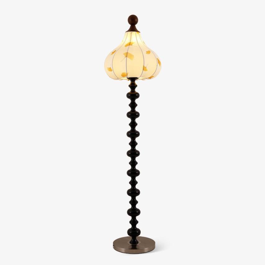 Gagell lámpara de pie elegante de madera y tejido
