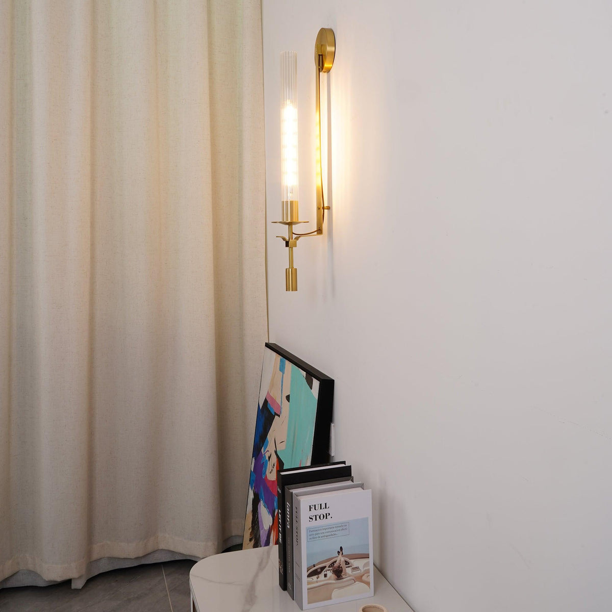 Ceshaisra aplique de pared en latón con vidrio y enchufe enchufable