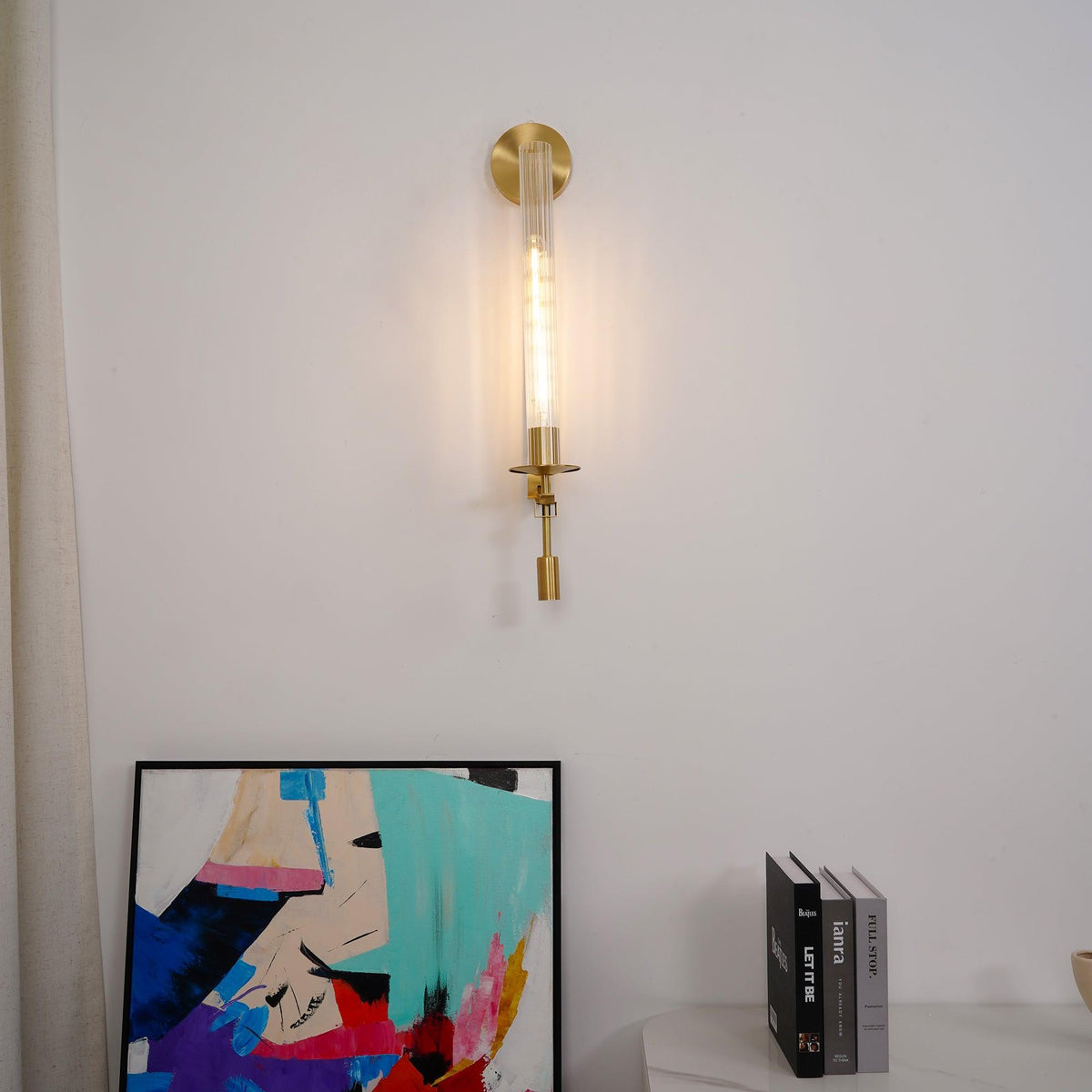 Ceshaisra aplique de pared en latón con vidrio y enchufe enchufable