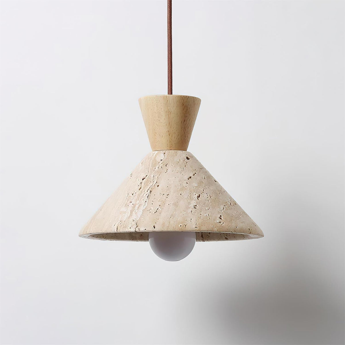 Caliva lámpara colgante con forma de sombrero de travertino natural