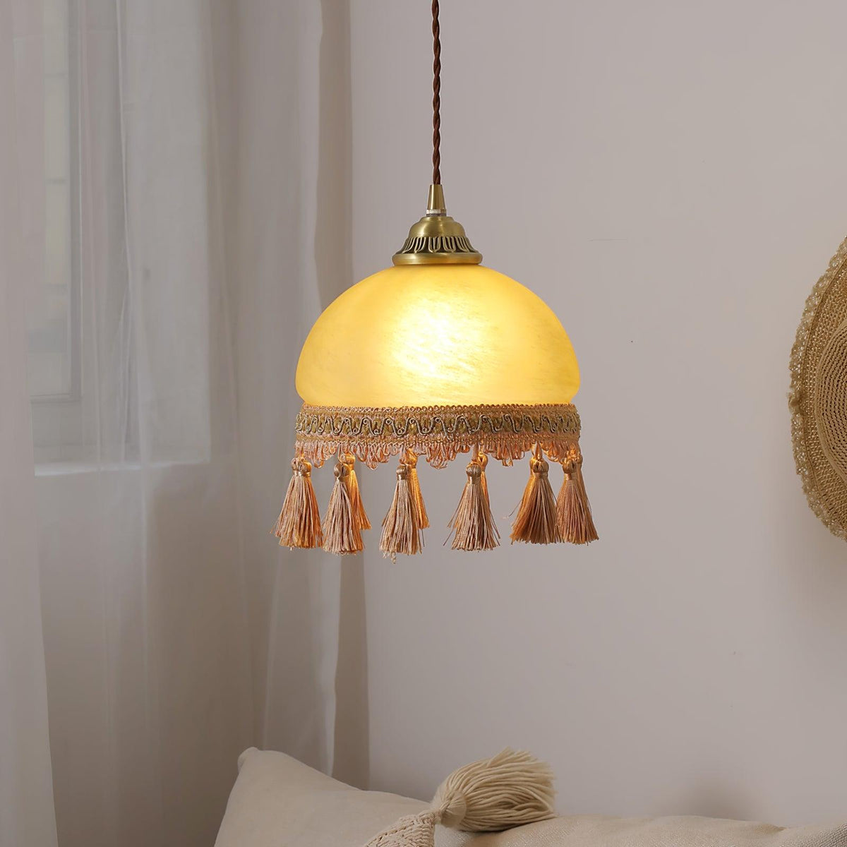 Fringe lámpara colgante con borlas de latón