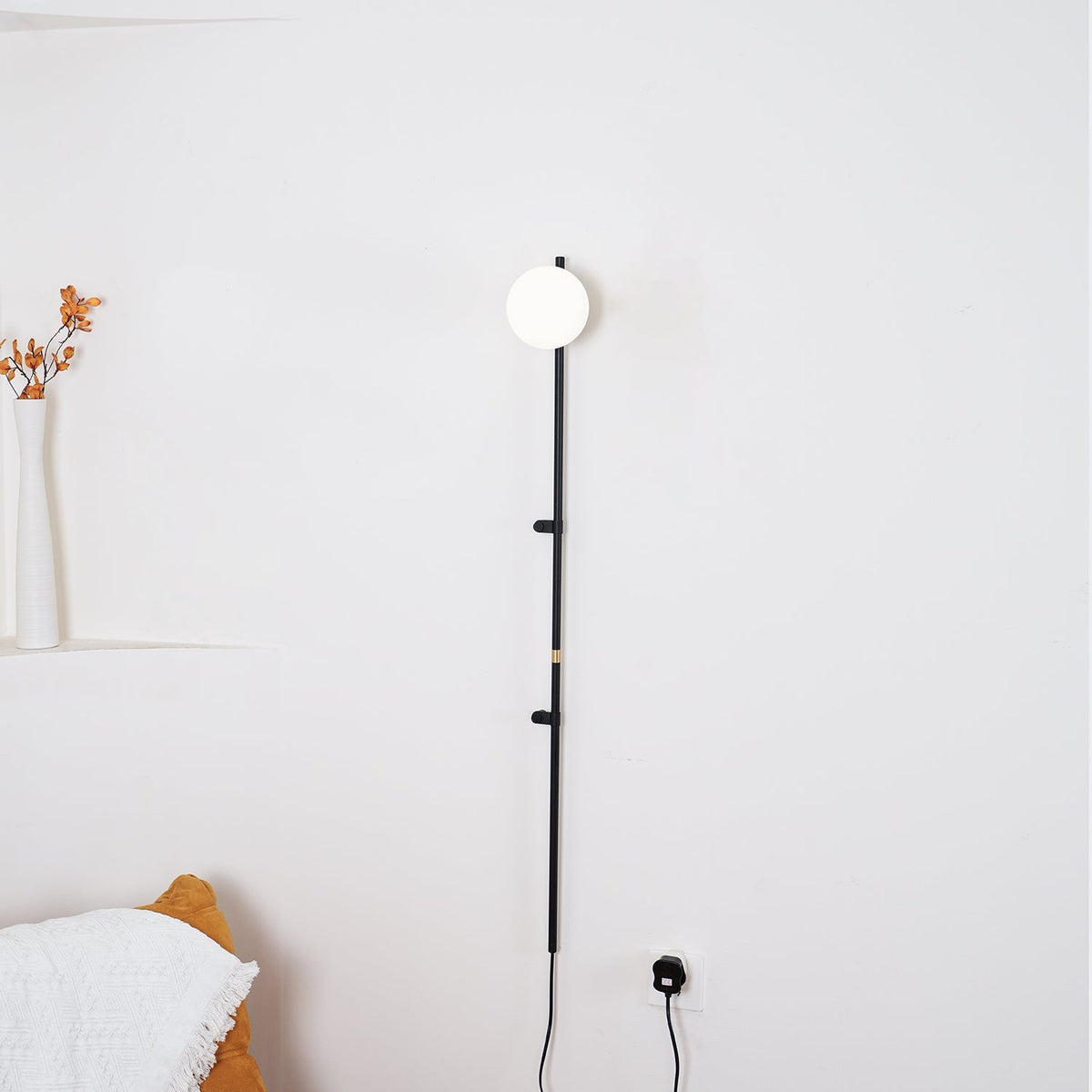 Curaeion aplique de pared moderno minimalista con vidrio y enchufe enchufable