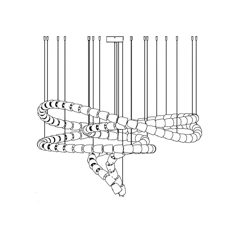 Elyisaine lámpara de araña cristal dorado LED 3-Line