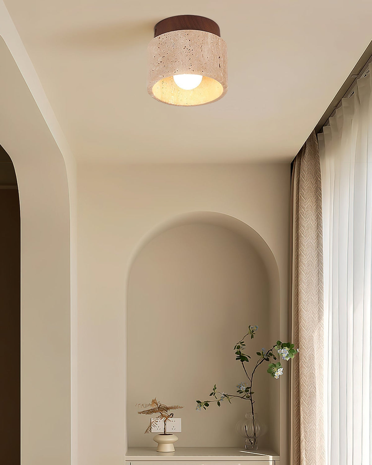 Rilon lámpara de techo Sqaure&Round travertino negro y amarillo