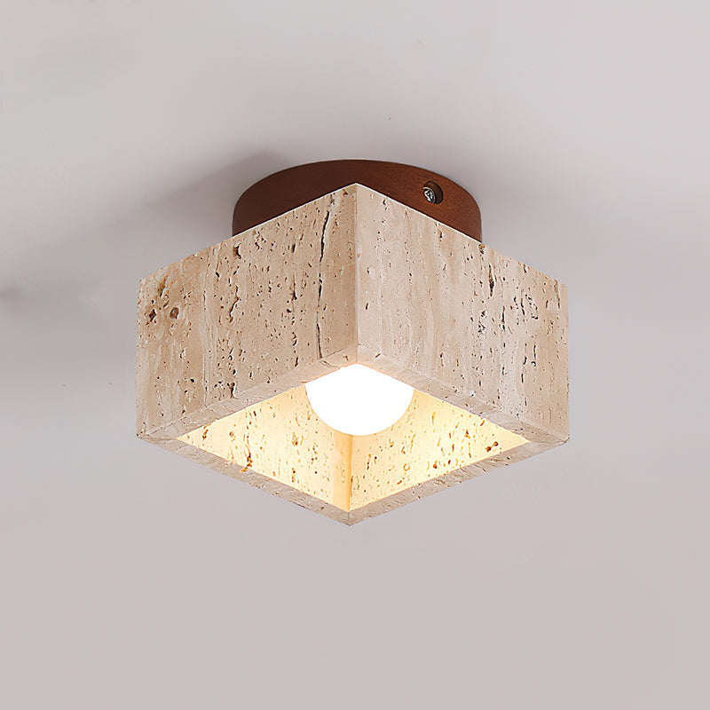 Rilon lámpara de techo Sqaure&Round travertino negro y amarillo
