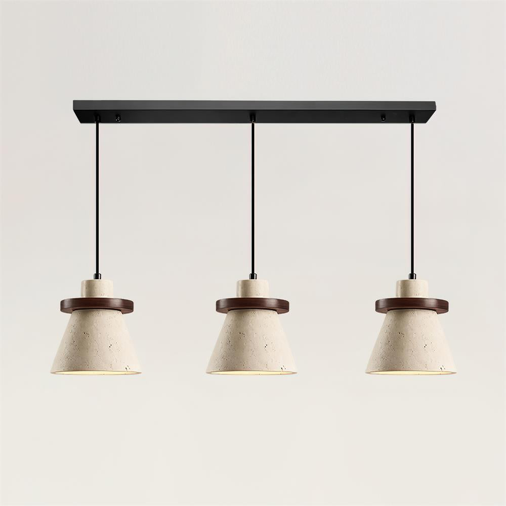 Virela lámpara colgante de madera con acabado en travertino estilo minimalista