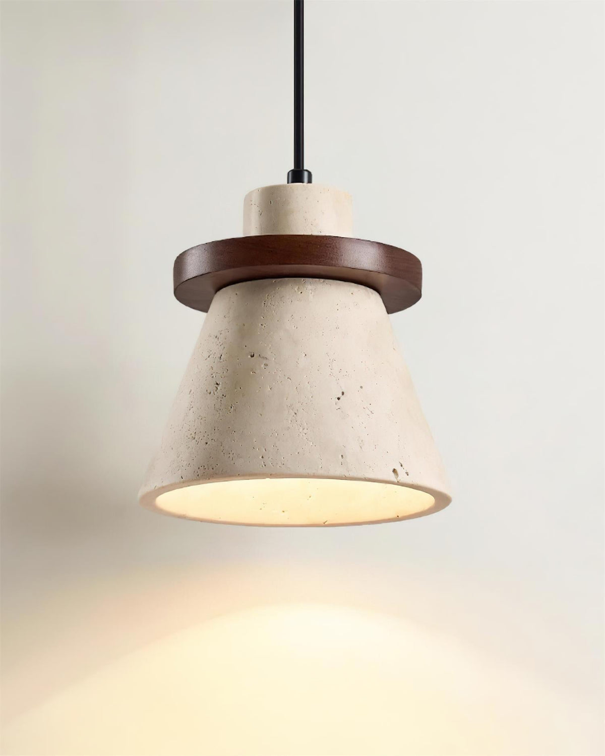 Virela lámpara colgante de madera con acabado en travertino estilo minimalista