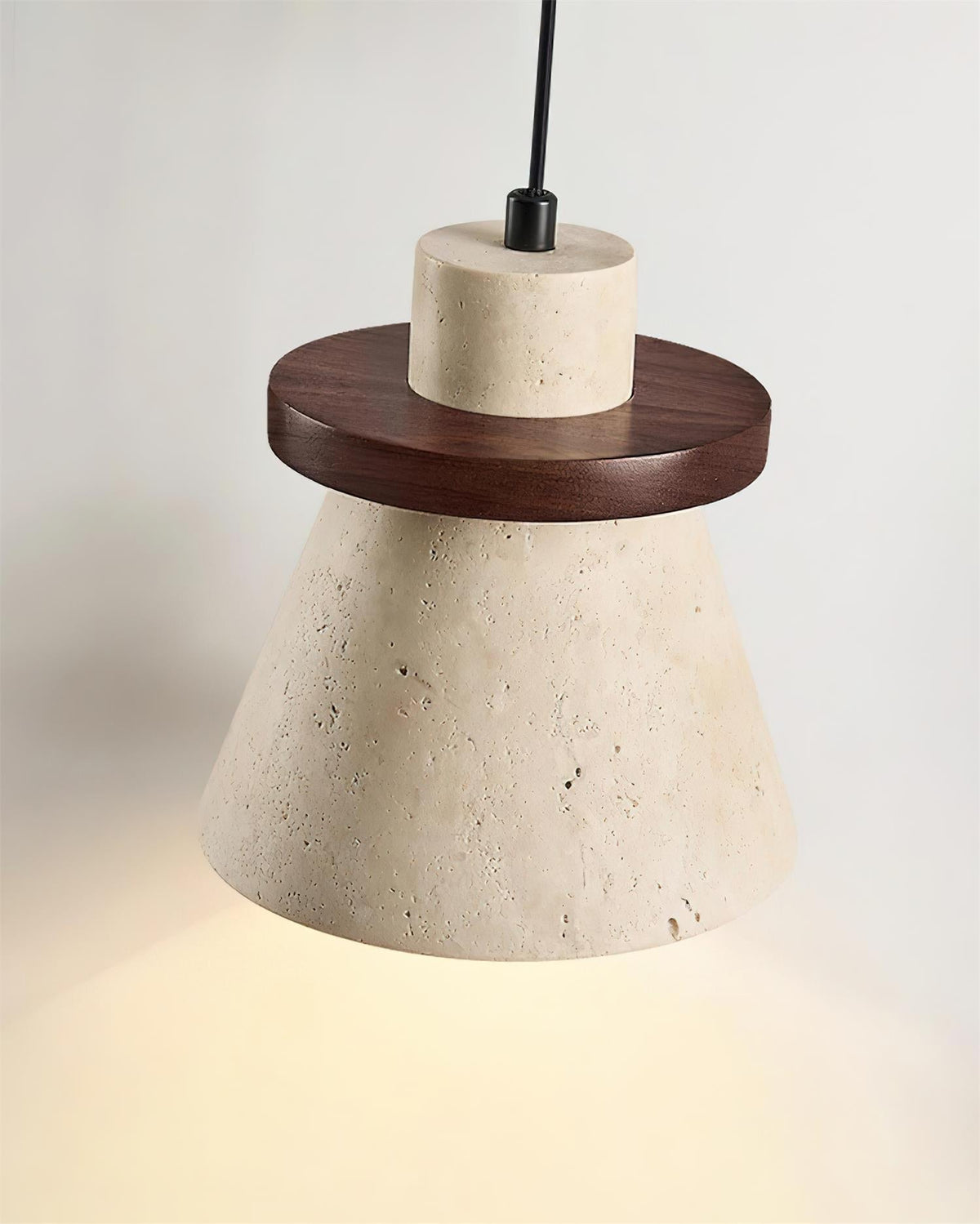 Virela lámpara colgante de madera con acabado en travertino estilo minimalista