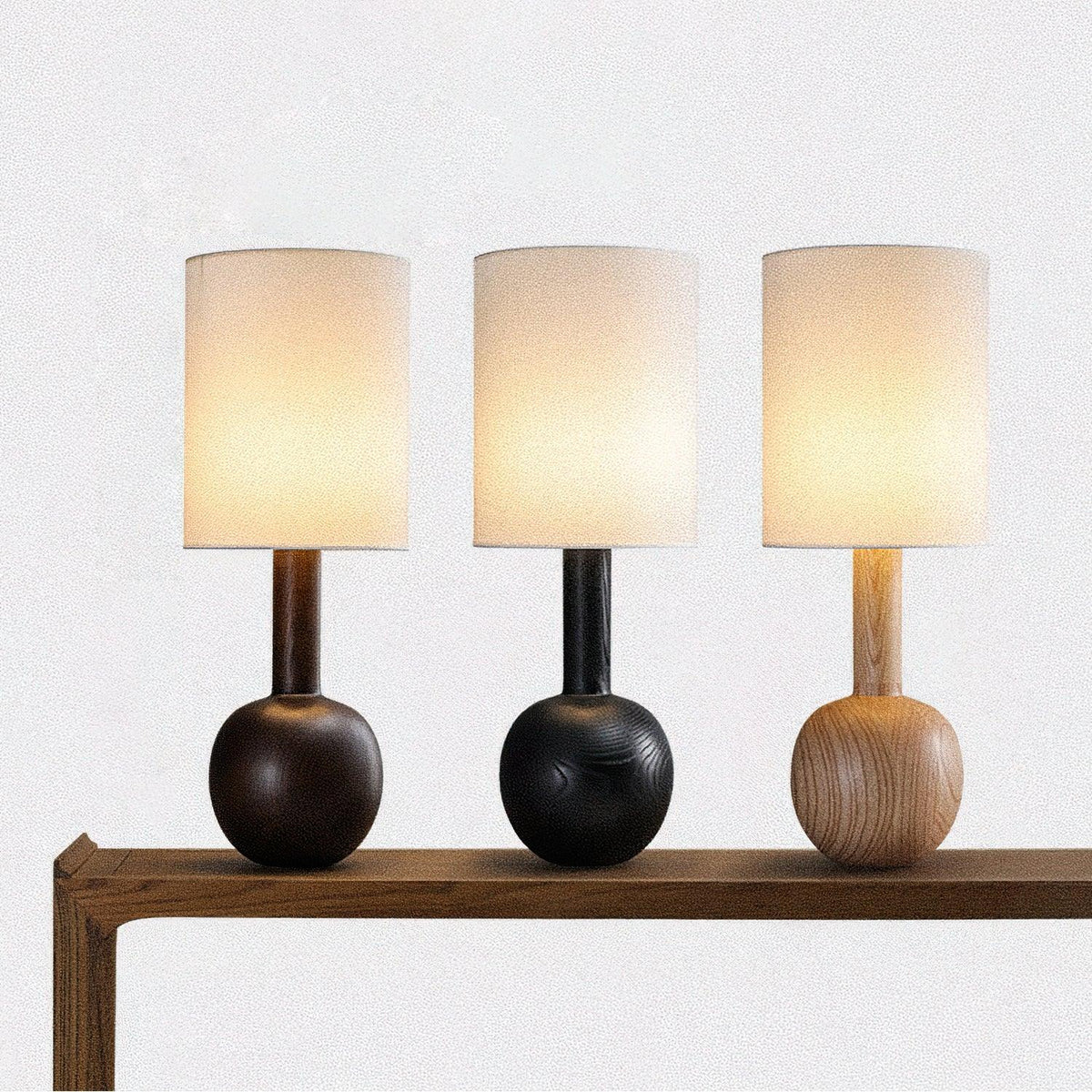 Ravmis lámpara de mesa rústica de madera