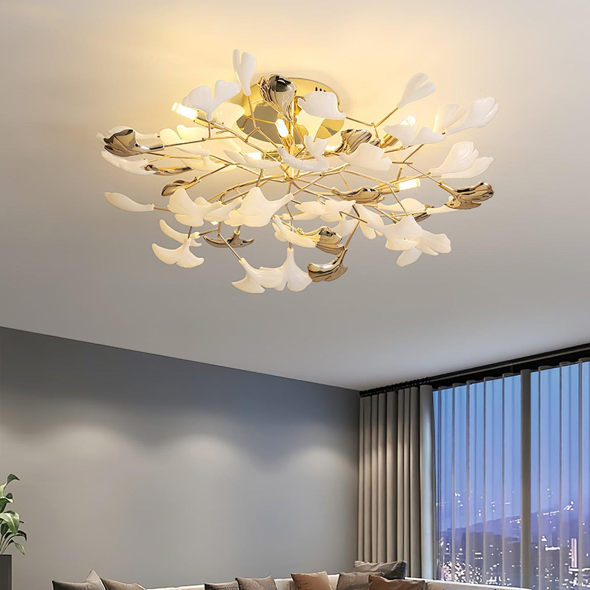 Artheel lámpara de techo Premium nórdica artística Gingko giratoria de cerámica