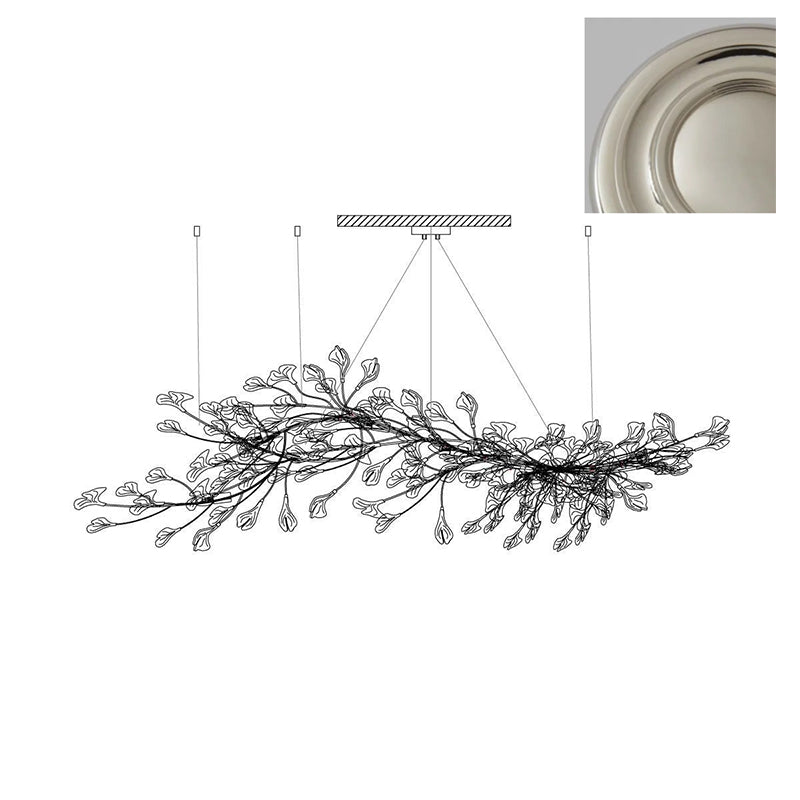 Calix lámpara de araña marco cerámica sombra hoja ginkgo blanco dorado moderno