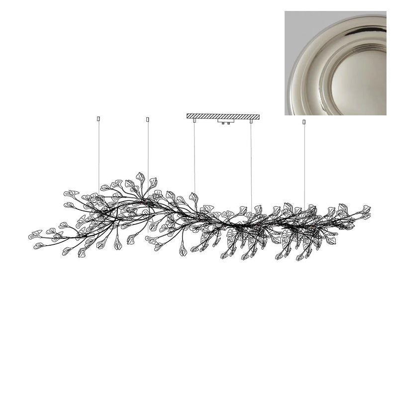 Calix lámpara de araña marco cerámica sombra hoja ginkgo blanco dorado moderno