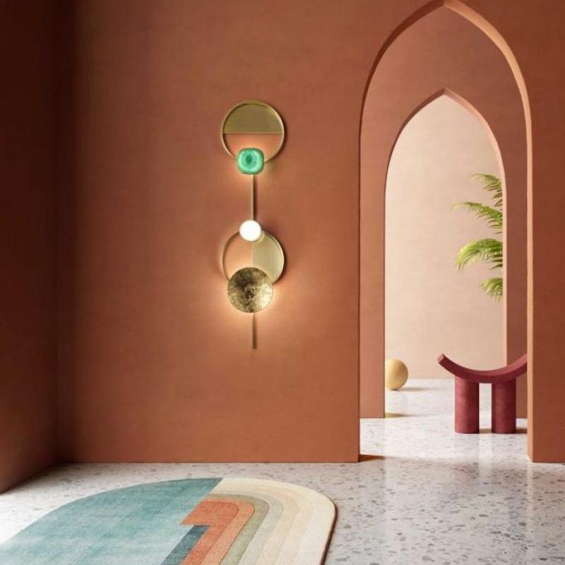 Elynis aplique de pared moderno en latón y vidrio