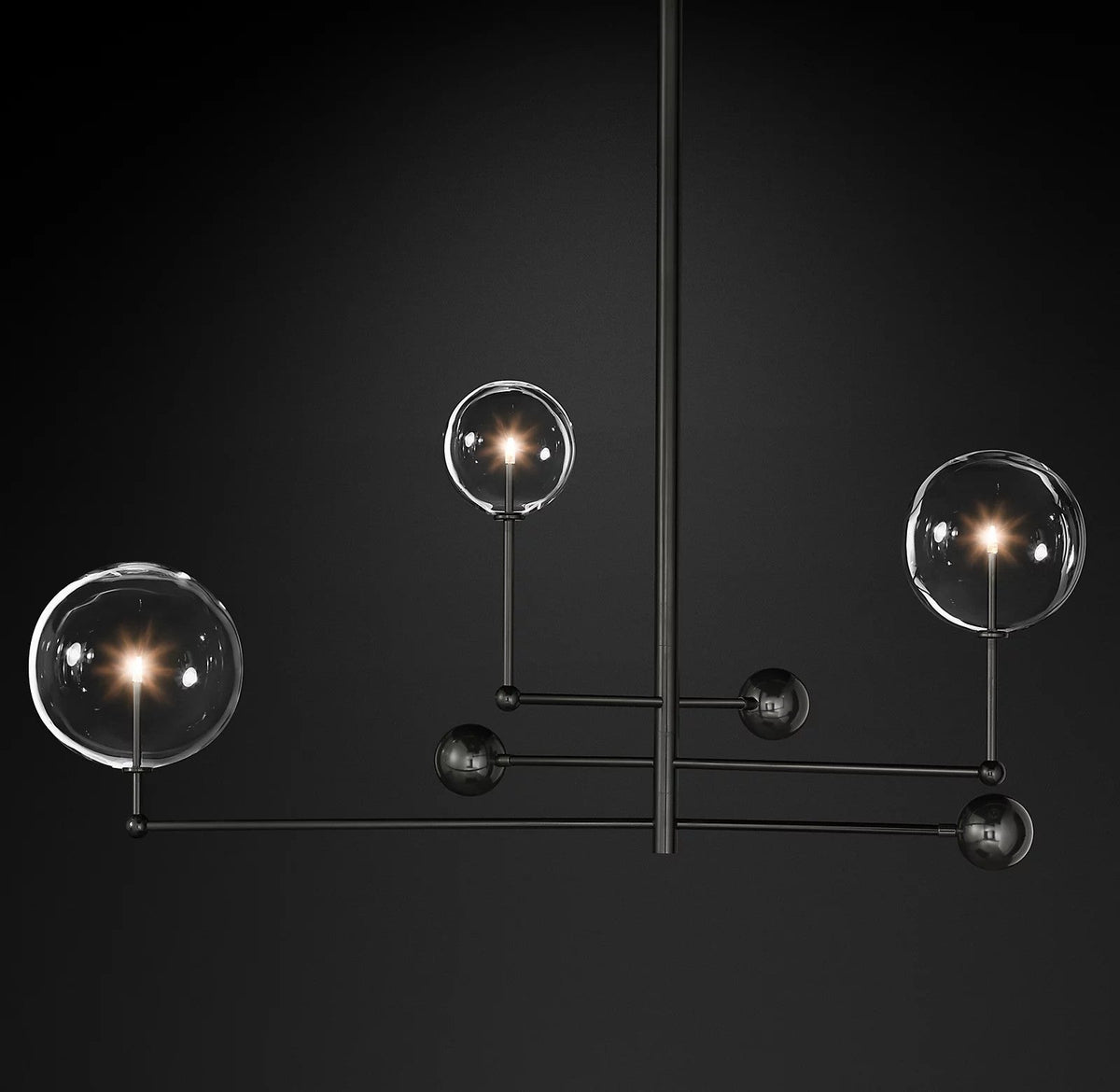 Orbit lámpara de araña contemporánea con bolas de vidrio