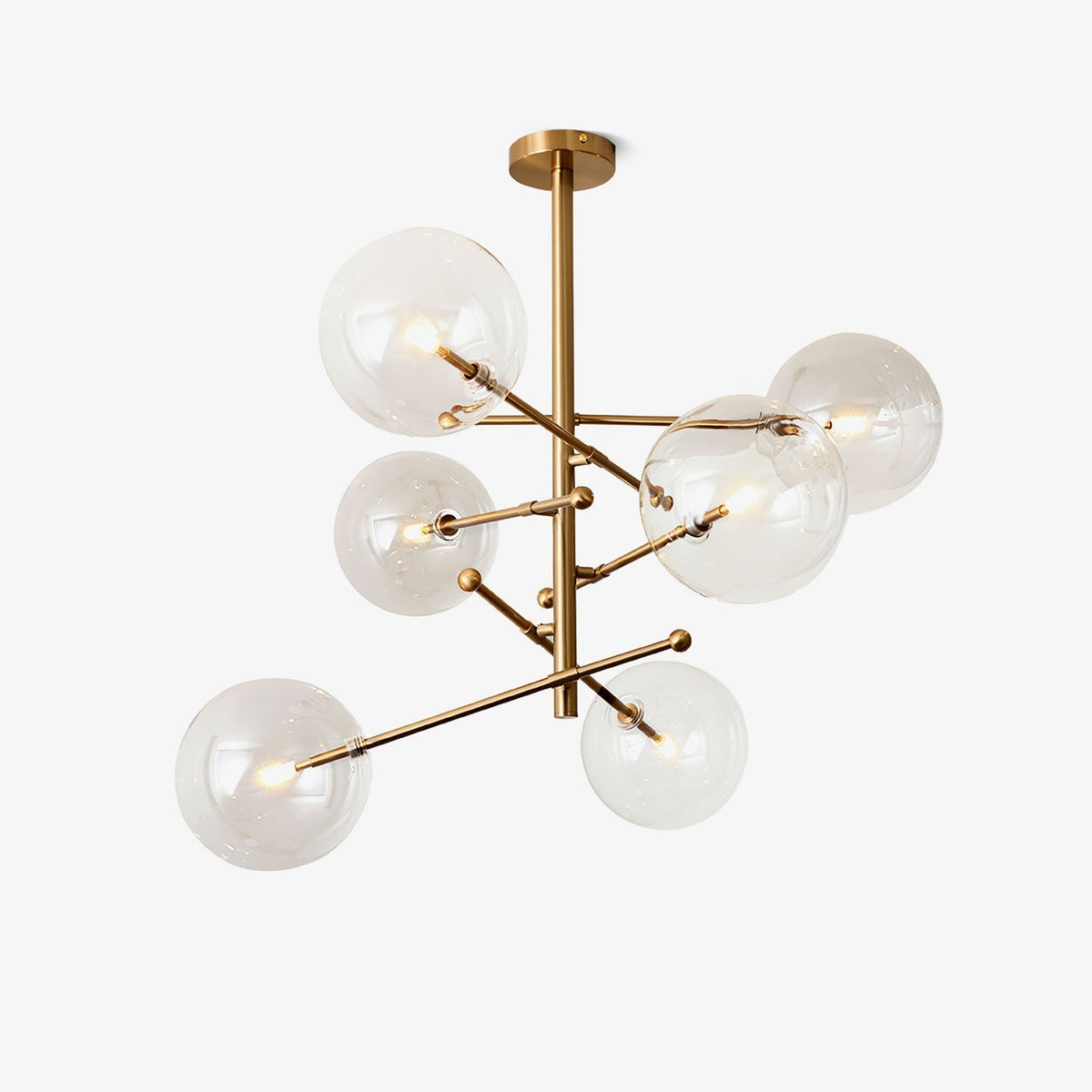 Orbit lámpara de araña contemporánea con bolas de vidrio