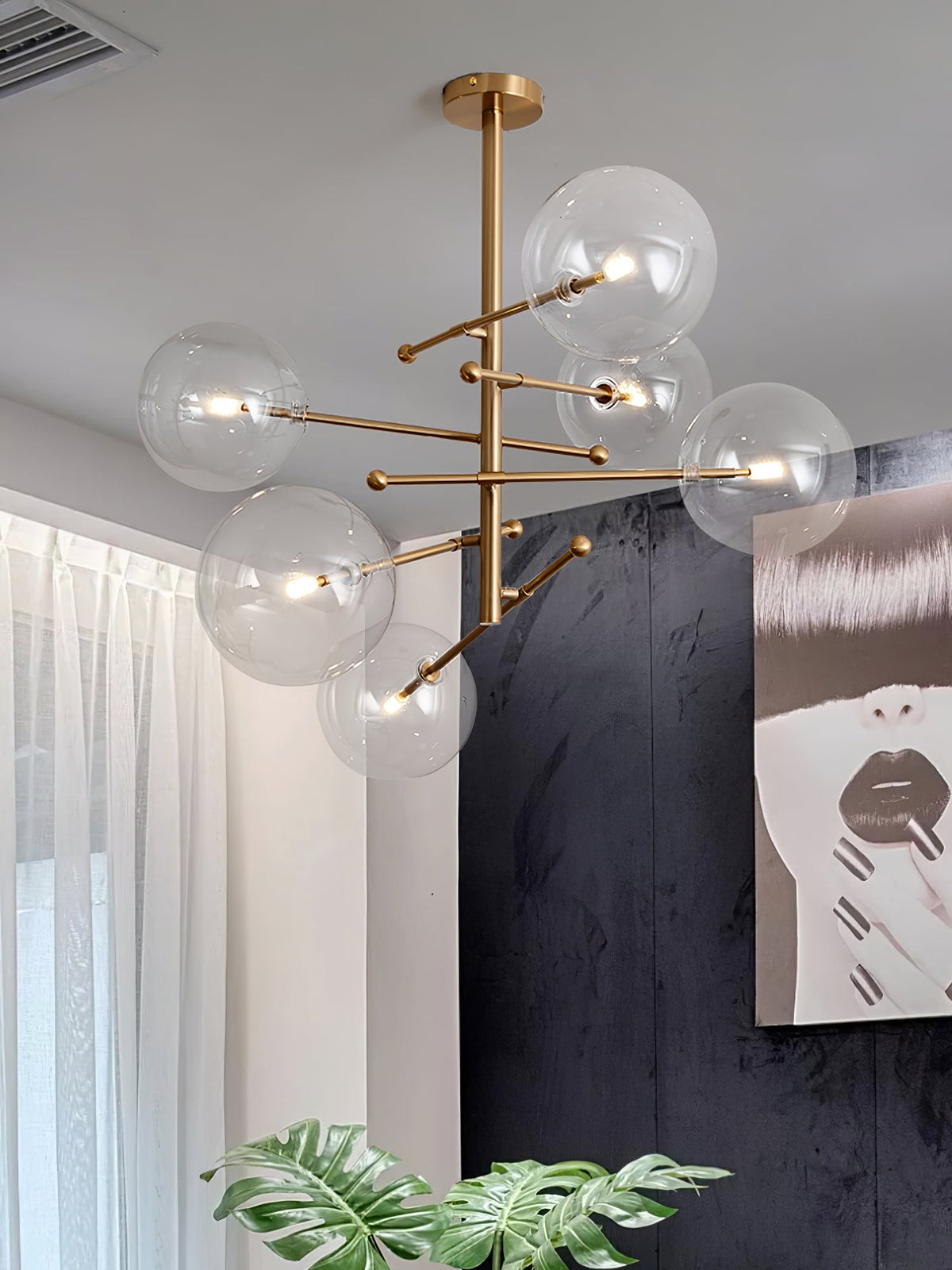 Orbit lámpara de araña contemporánea con bolas de vidrio