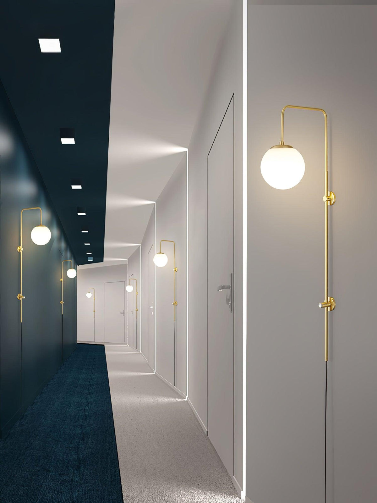 Evshaia aplique de pared Premium elegancia Globo con bombilla enchufable de latón y vidrio