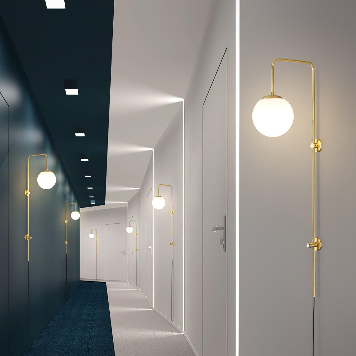 Evshaia aplique de pared Premium elegancia Globo con bombilla enchufable de latón y vidrio