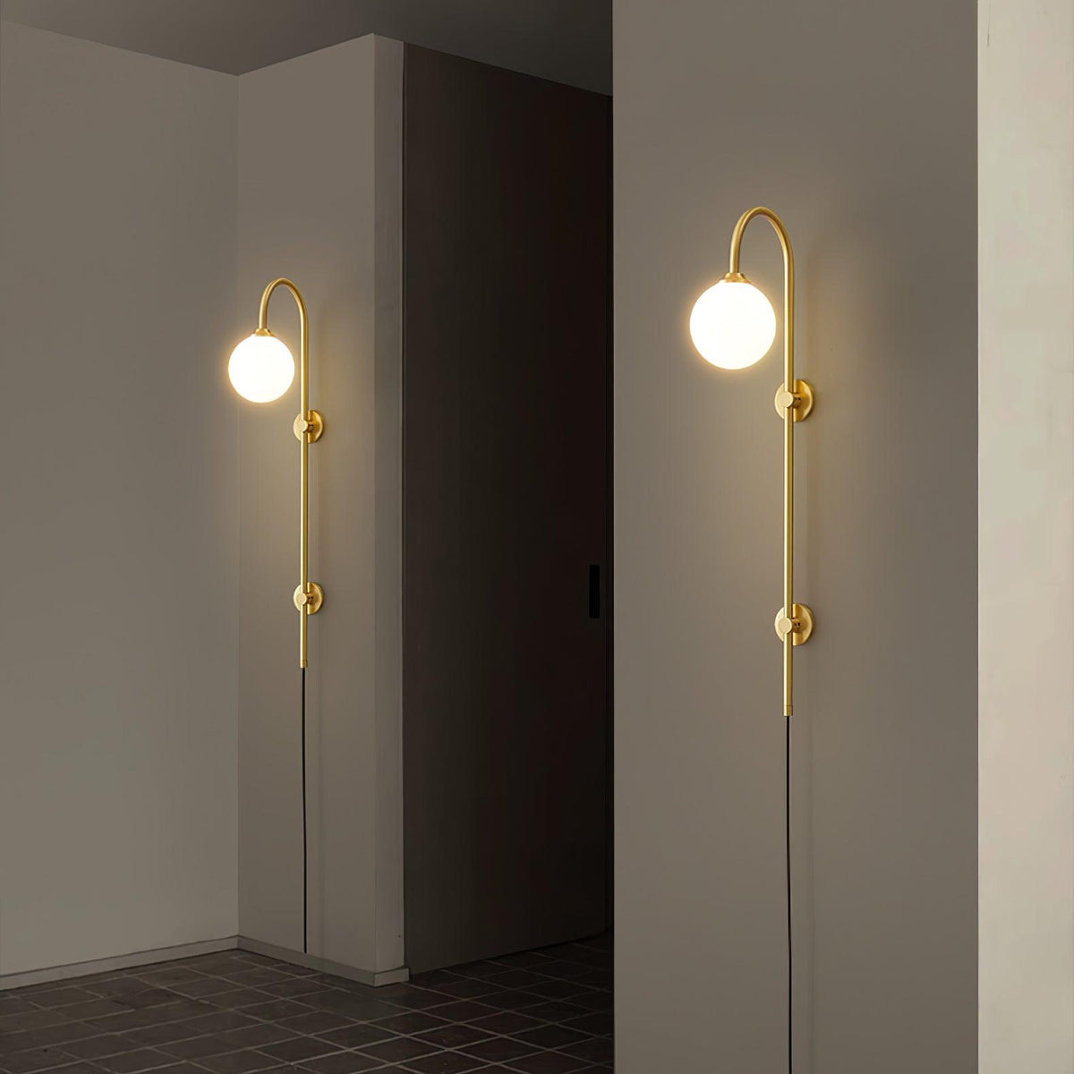 Evshaia aplique de pared Premium elegancia Globo con bombilla enchufable de latón y vidrio