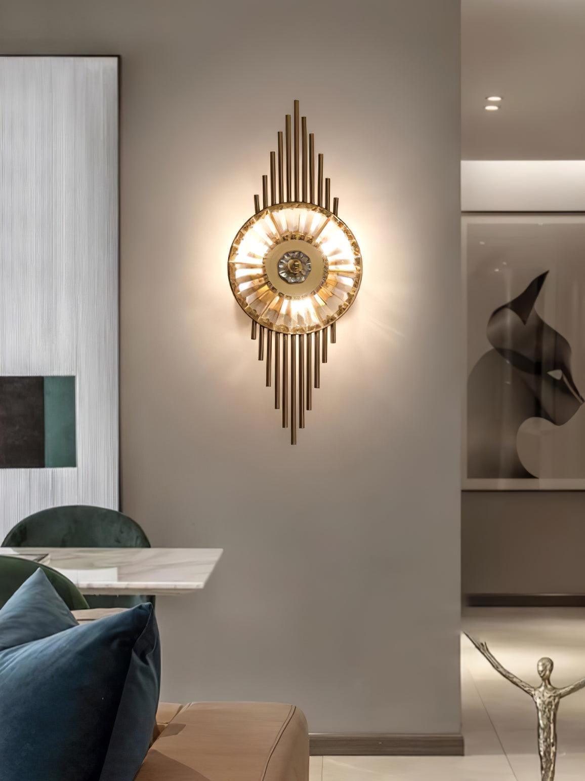 Cilirel aplique de pared de lujo con cristal dorado