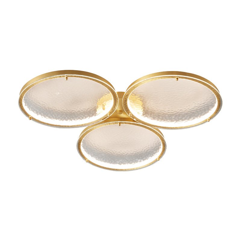 Itale lámpara de techo única con anillos dorados, latón y vidrio