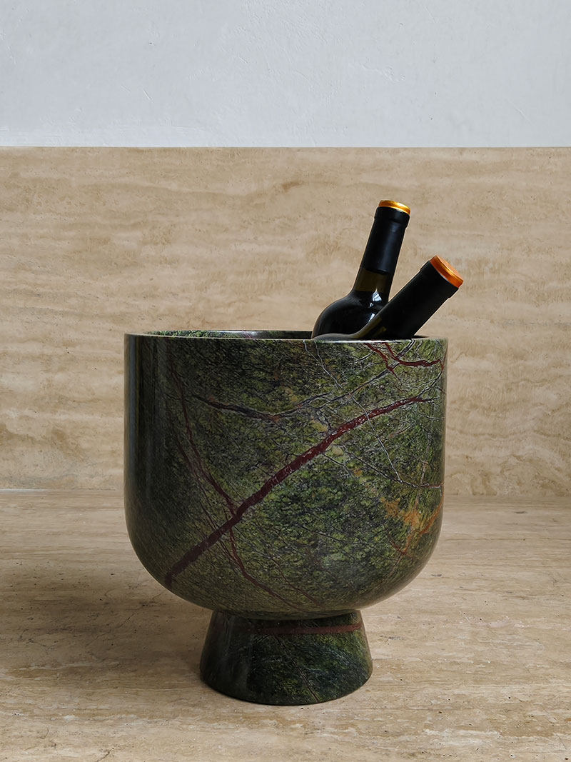 Flima elegante de mármol verde escultórico decorativo para interior