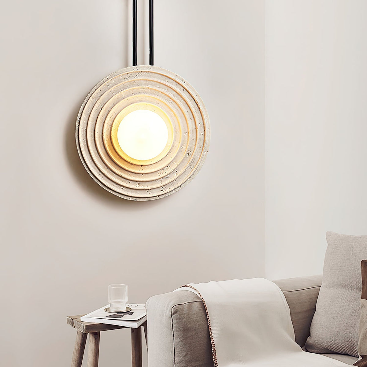 Isoror aplique de pared con anillo en espiral de travertino