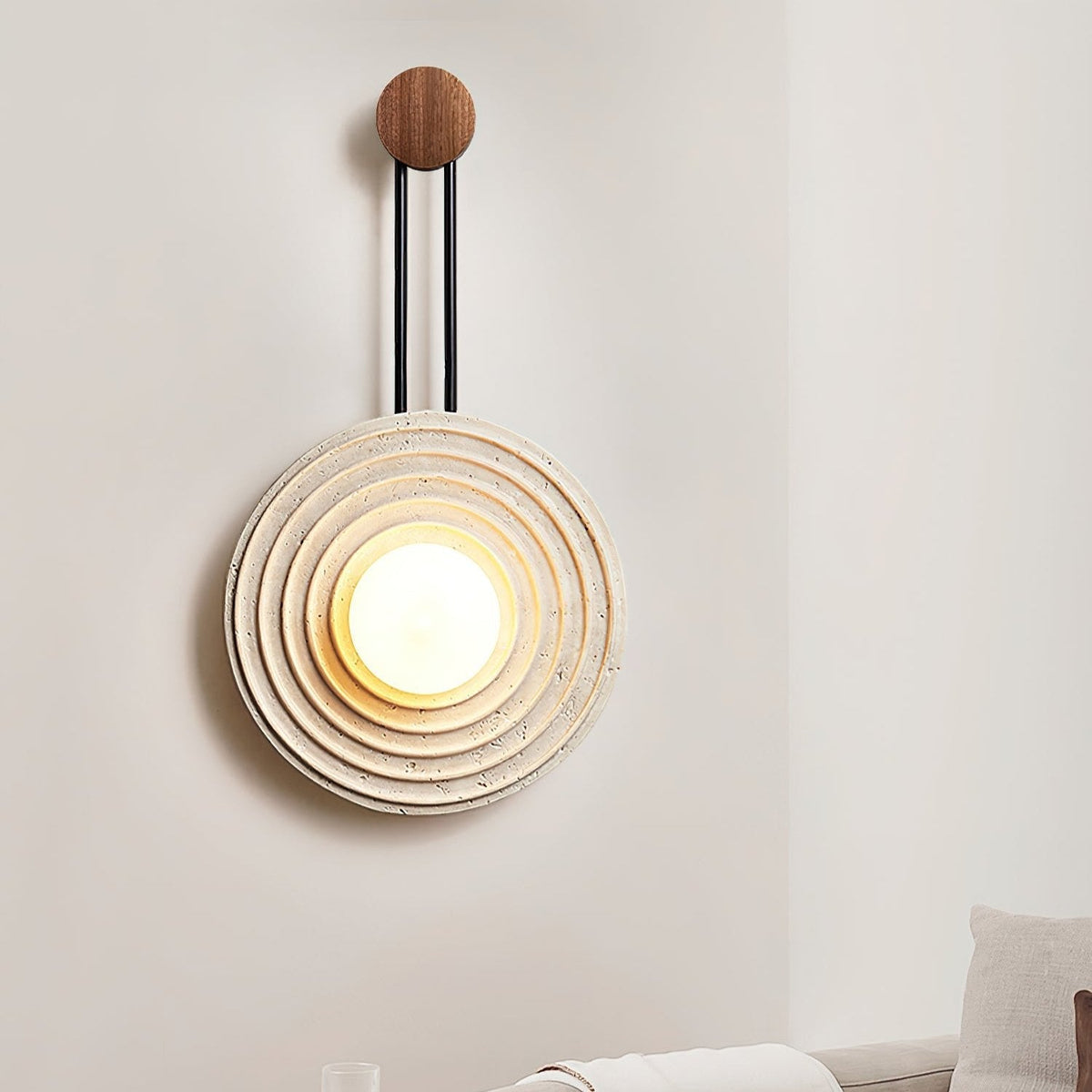Isoror aplique de pared con anillo en espiral de travertino
