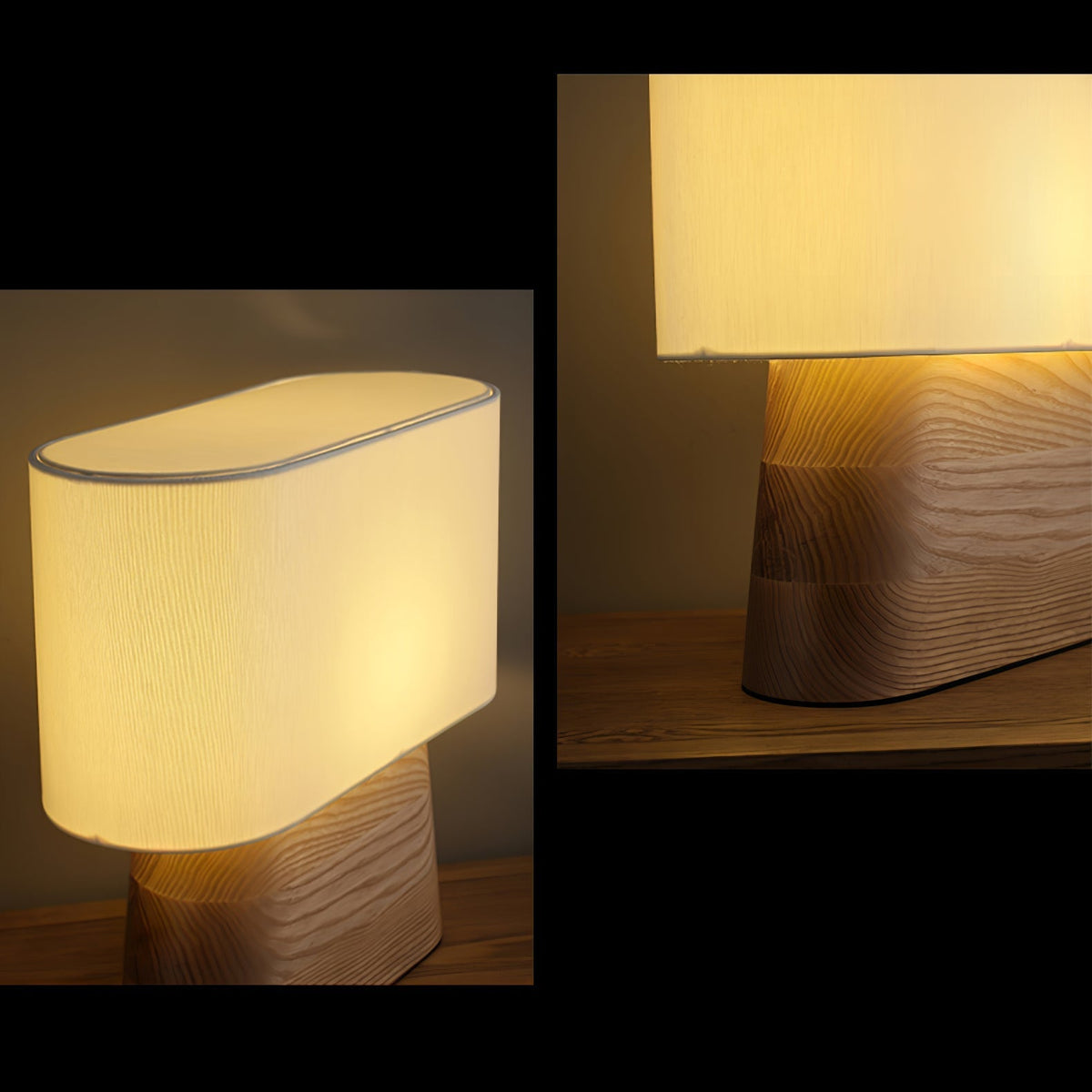 Grashen lámpara de mesa de madera y tejido