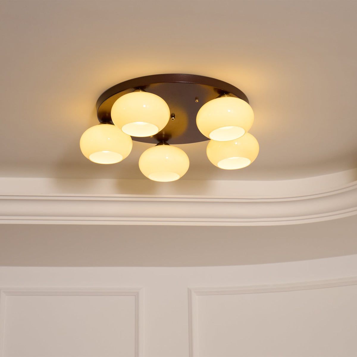 Luno plafón 5-Light vidrio ámbar