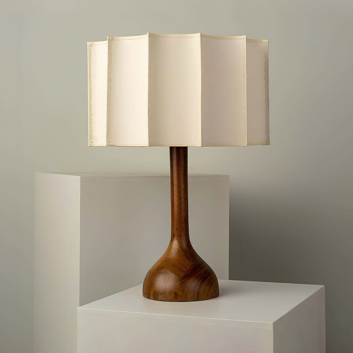 Livenq lámpara de mesa de madera y tejido