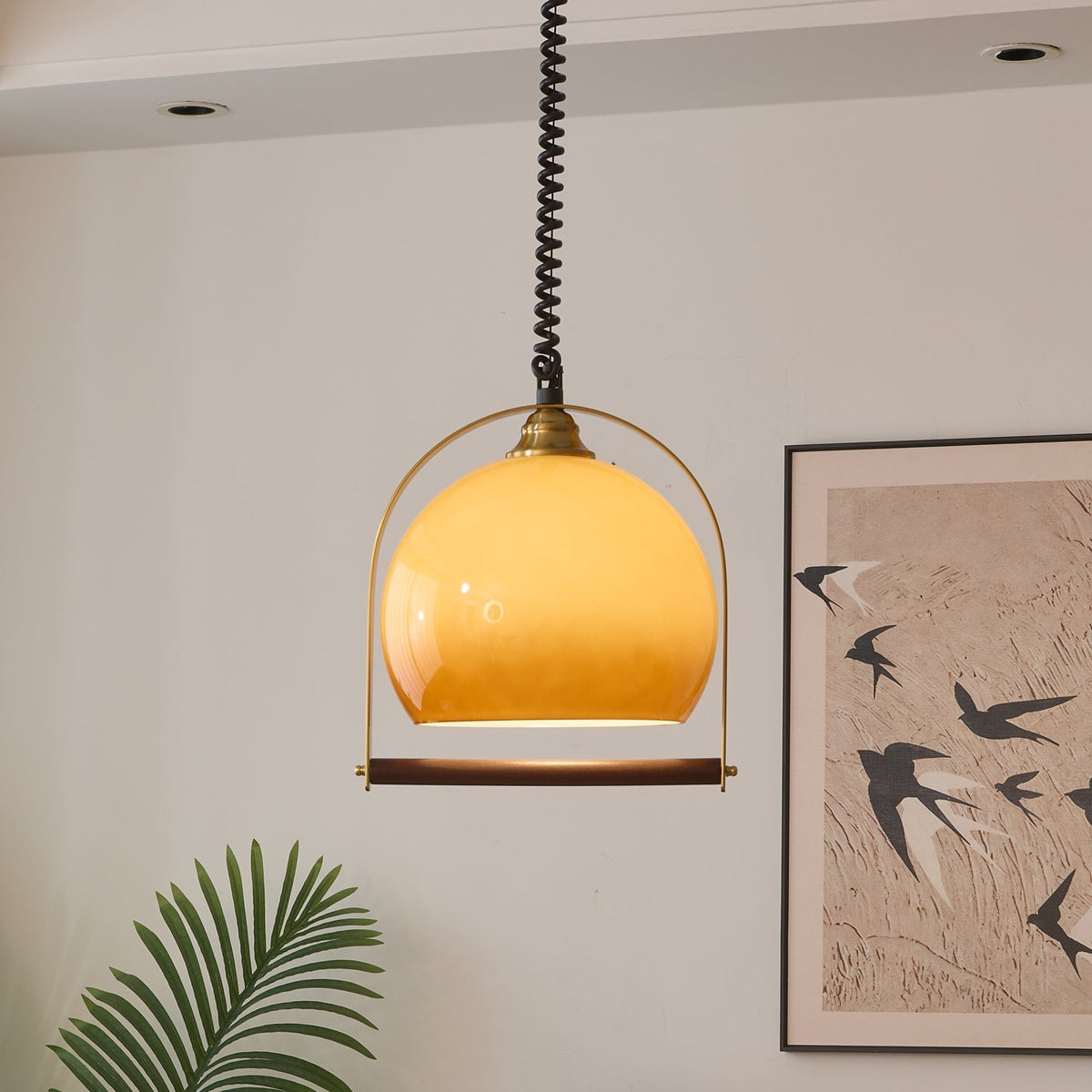 Halcyon lámpara colgante moderna minimalista de madera con arco