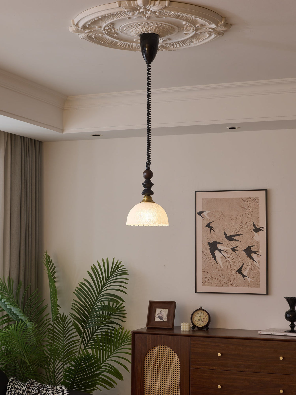Halcyon lámpara colgante moderna minimalista de madera con arco