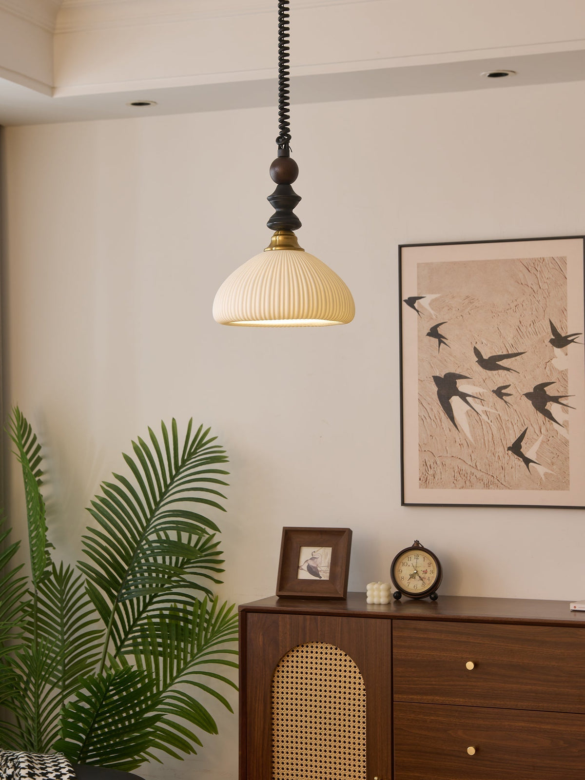 Halcyon lámpara colgante moderna minimalista de madera con arco