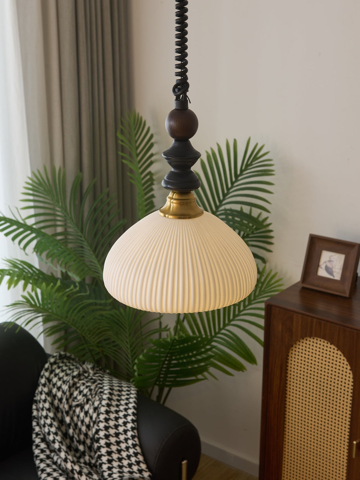 Halcyon lámpara colgante moderna minimalista de madera con arco