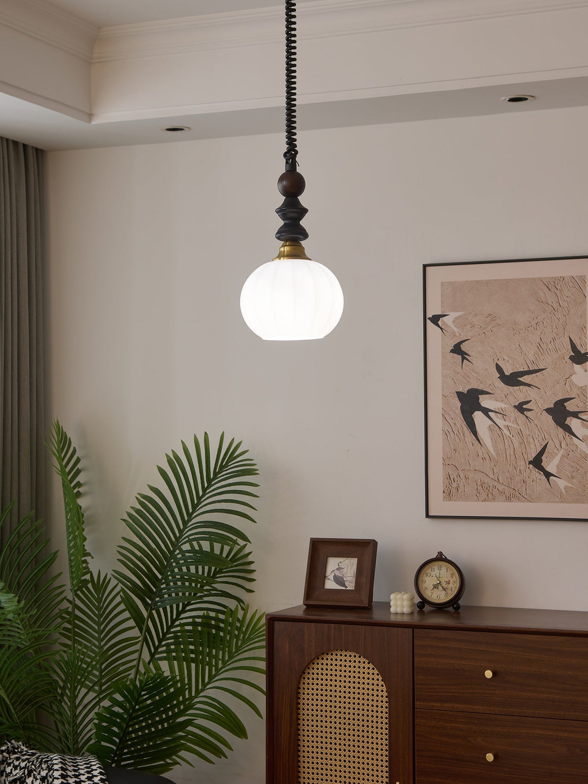 Halcyon lámpara colgante moderna minimalista de madera con arco
