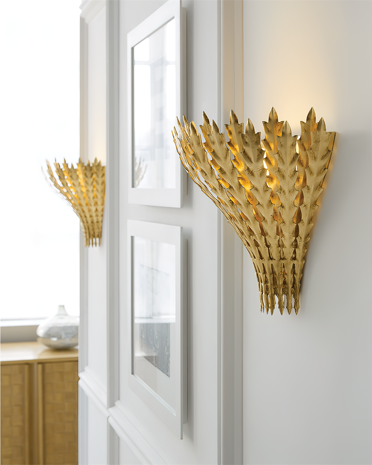 Hampton aplique de pared con motivo de hoja artesanal elegante