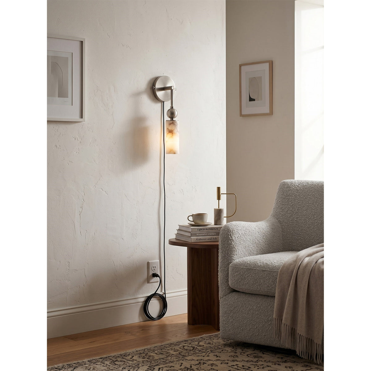 Eiraina aplique de pared en alabastro con enchufe enchufable