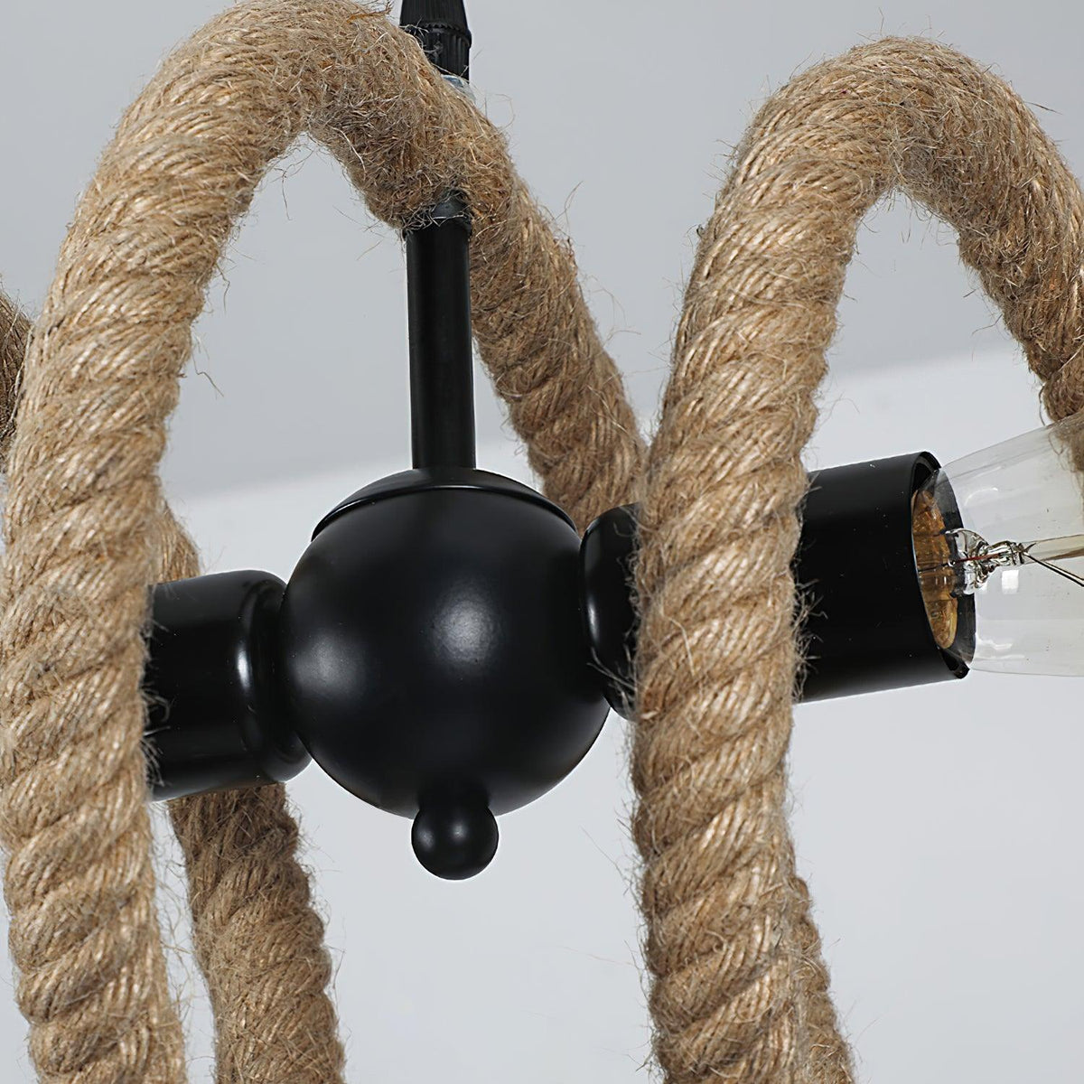 Cassian lámpara de araña en espiral industrial con cuerda de cáñamo